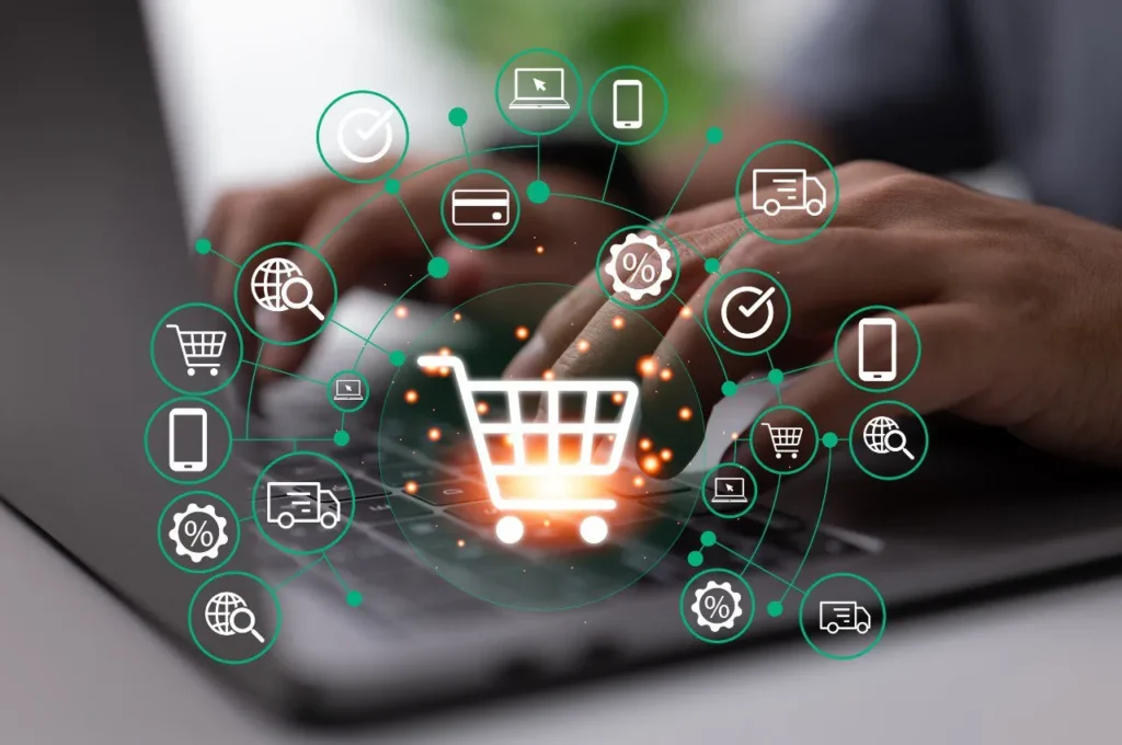 Concepto de compras en linea y c