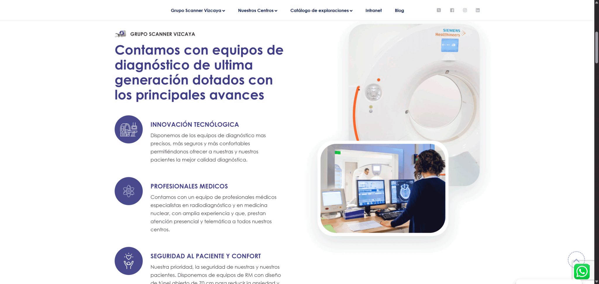 Web multicentro de Grupo Scanner: 6 clínicas de radiología en Bizkaia