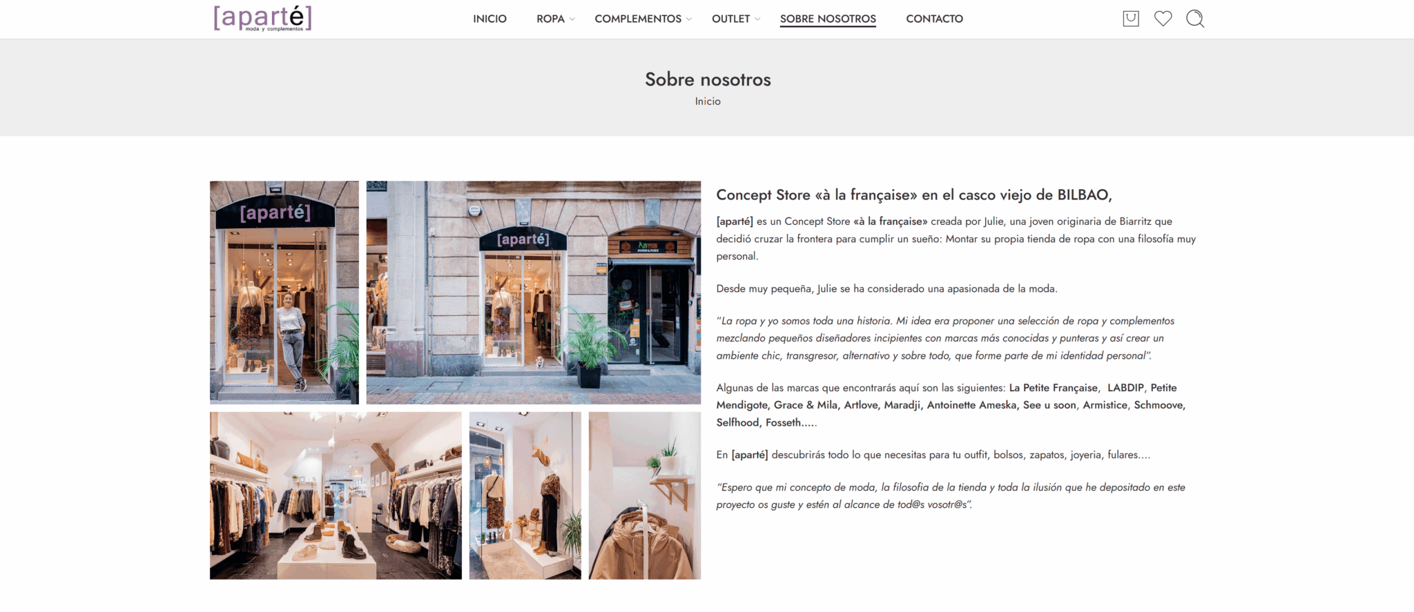 Caso Aparté - Diseño web tienda de moda en Casco Viejo