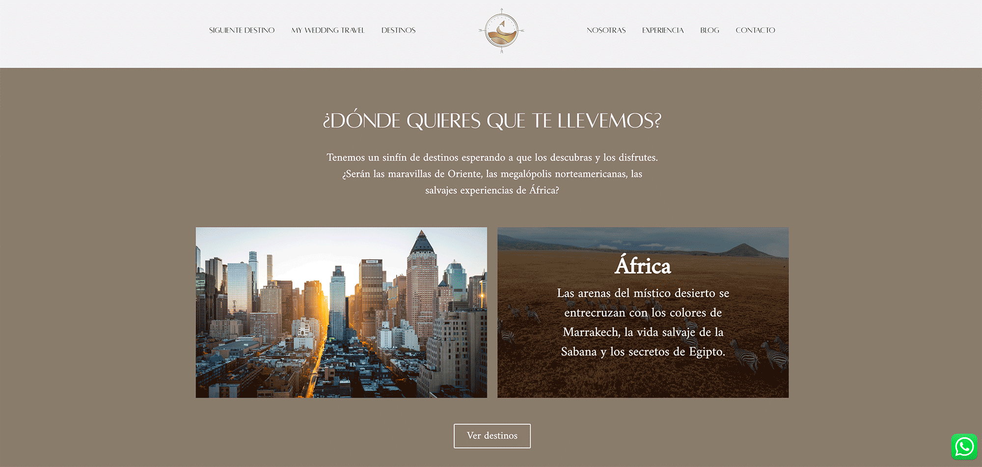 Web responsive de agencia de viajes con formulario de presupuesto personalizado