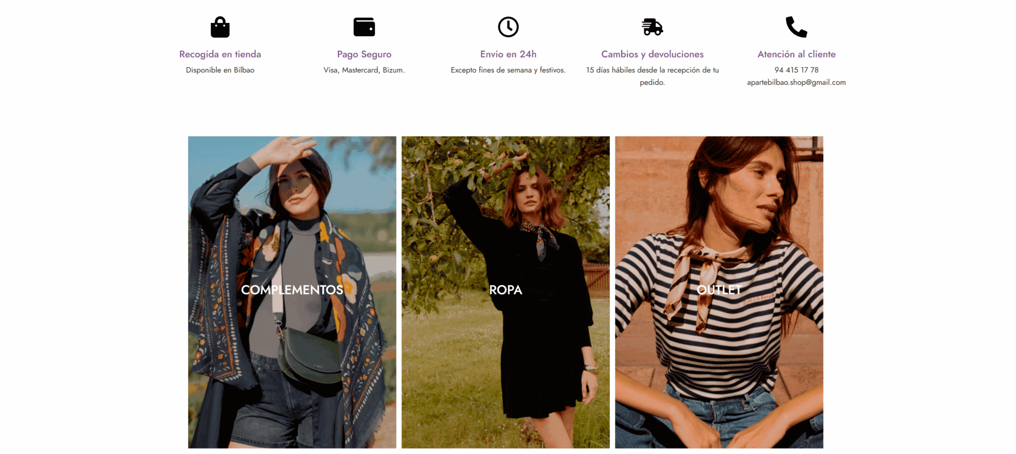 Tienda online Bilbao WooCommerce - Sección outlet Aparté