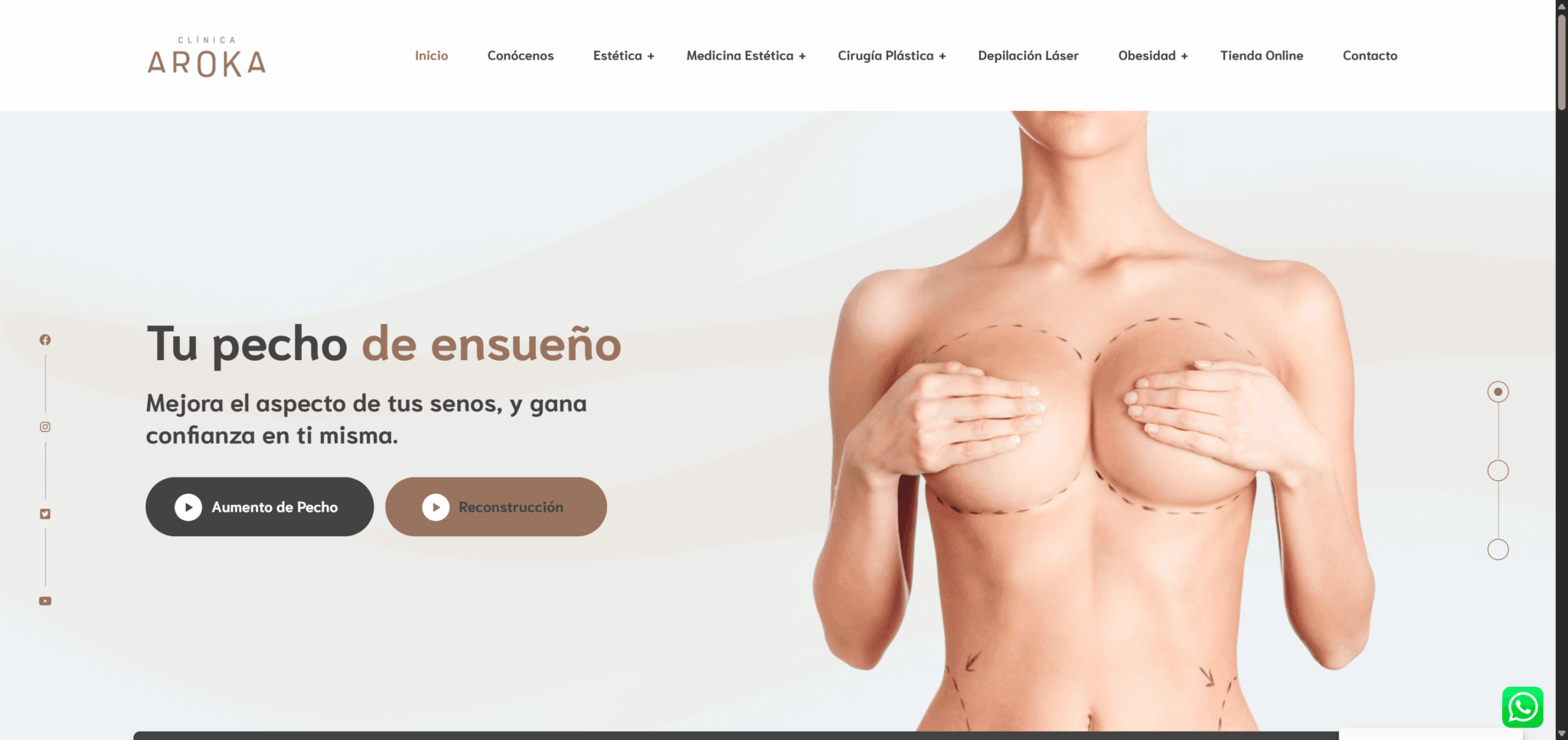 Diseño web para Clínica Aroka: clínica de medicina estética en Plaza Moyúa, Bilbao